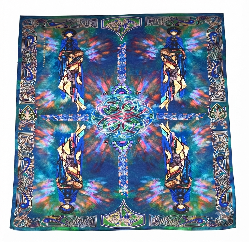 Blue Mother of Sorrows 54 x 54 Silk Scarf