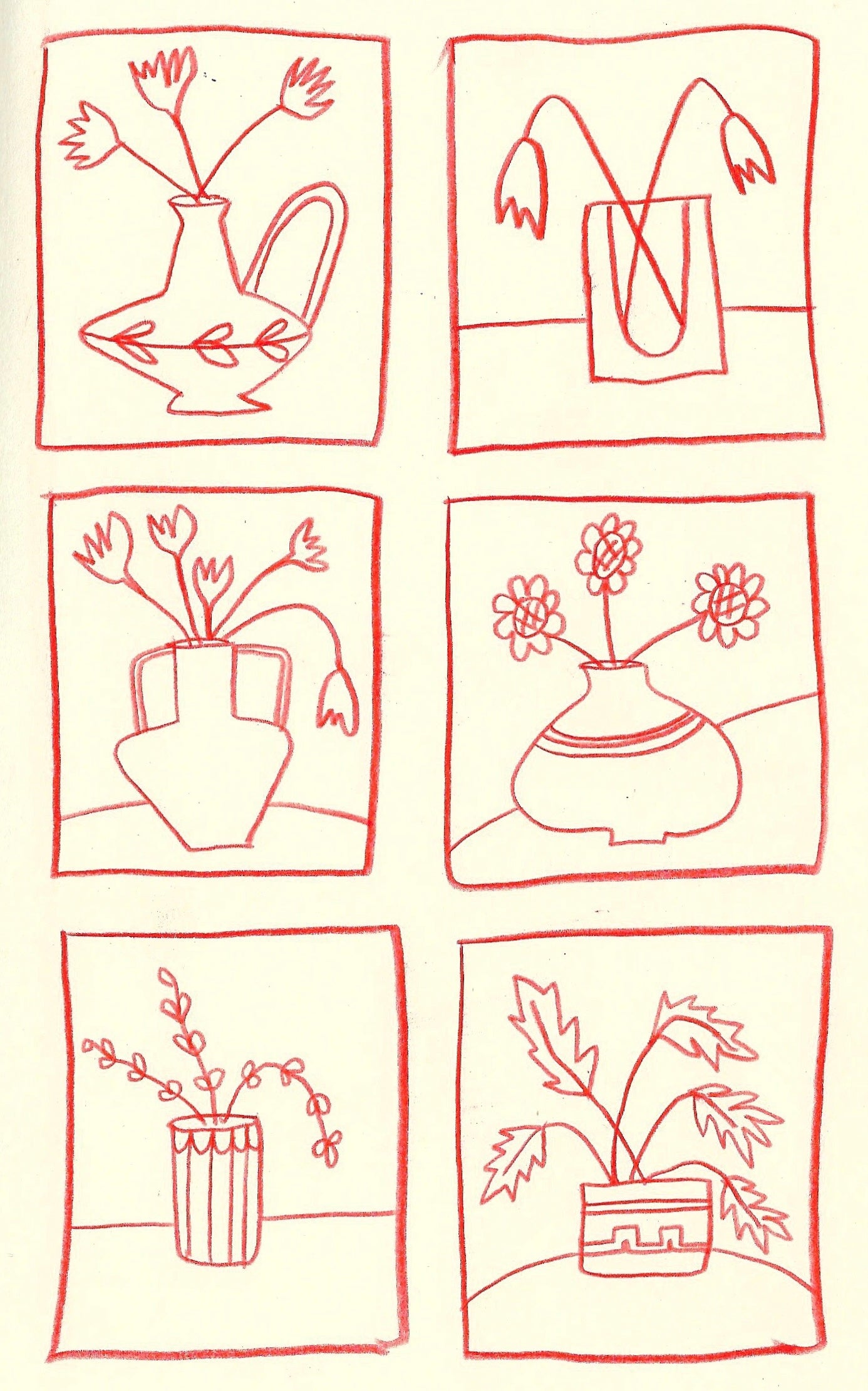 Collage six vases -DA Card