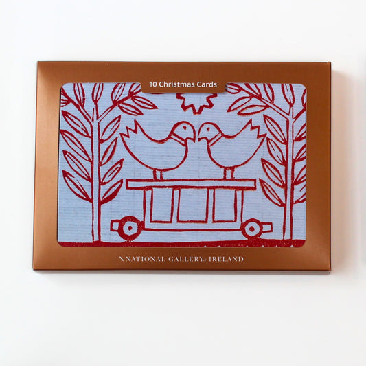 National Gallery of Ireland's Christmas card pack featuring George Wallace's Yellow with Red Birds. Front of packaging shown.