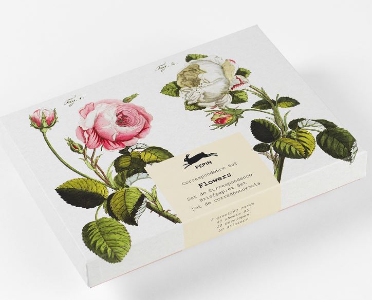 Floral writing set with a flower illustration on a white background