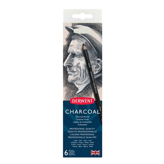 A box with a drawing of an old man on the top half. The bottom half is navy with the product details in white.