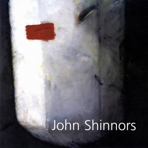 A dark painting in shades of grey to black with one swatch of red. The title is in the bottom left in white.