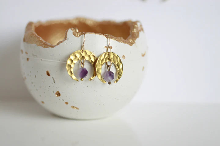 Amethyst & Moon Earrings | Crystal