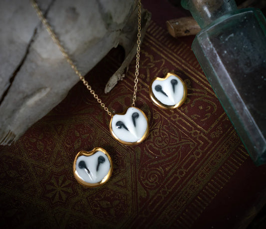 Barn Owl Porcelain Earrings - Danu Ceramics
