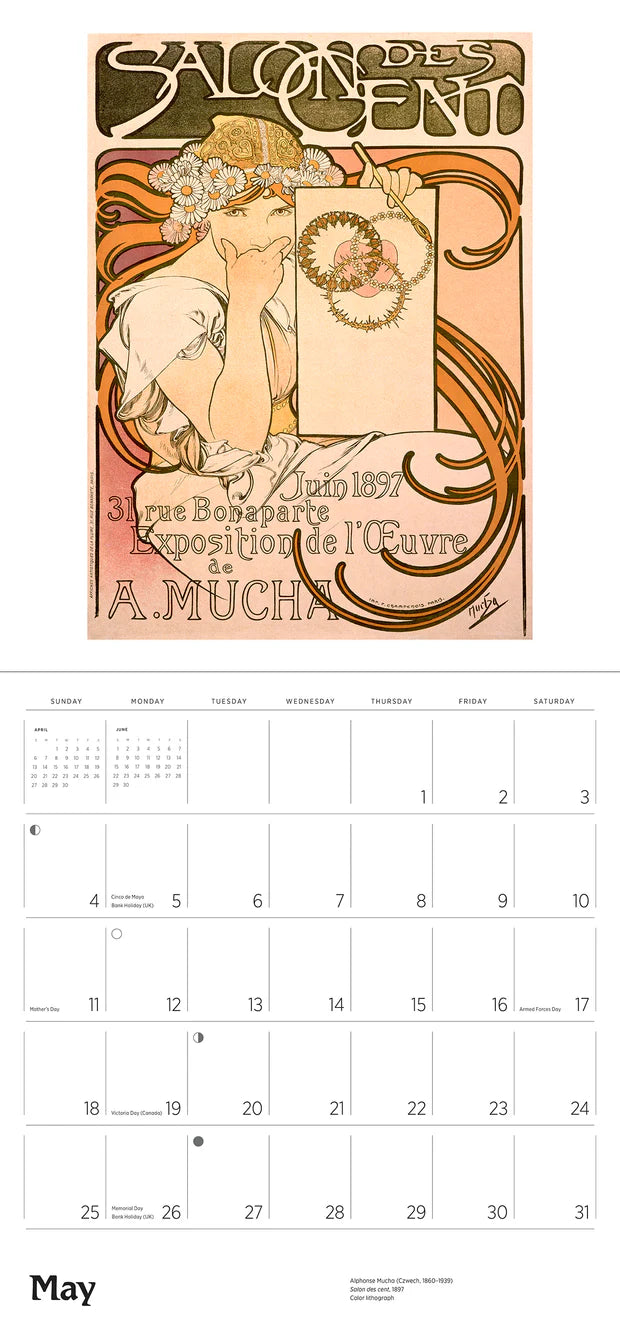 Alphonse Mucha 2025 Wall Calendar