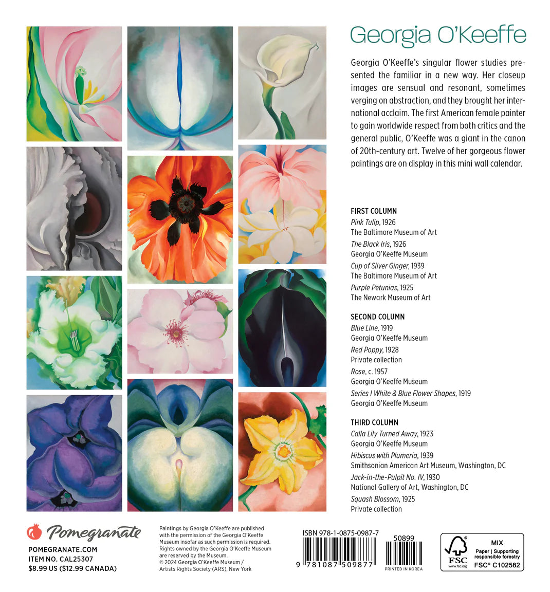 Georgia O'Keeffe 2025 Mini Wall Calendar