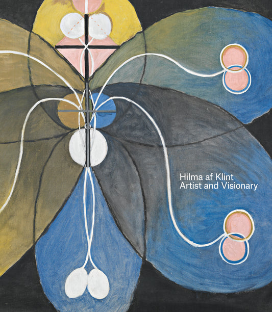 Book cover with an abstract image of different colours and the words Hilma af Klint Artist and Visionary 