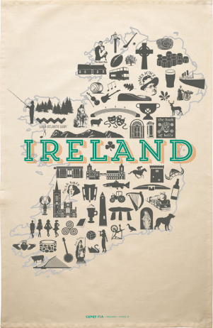 Ireland Icons Tea Towel by Clover Rua