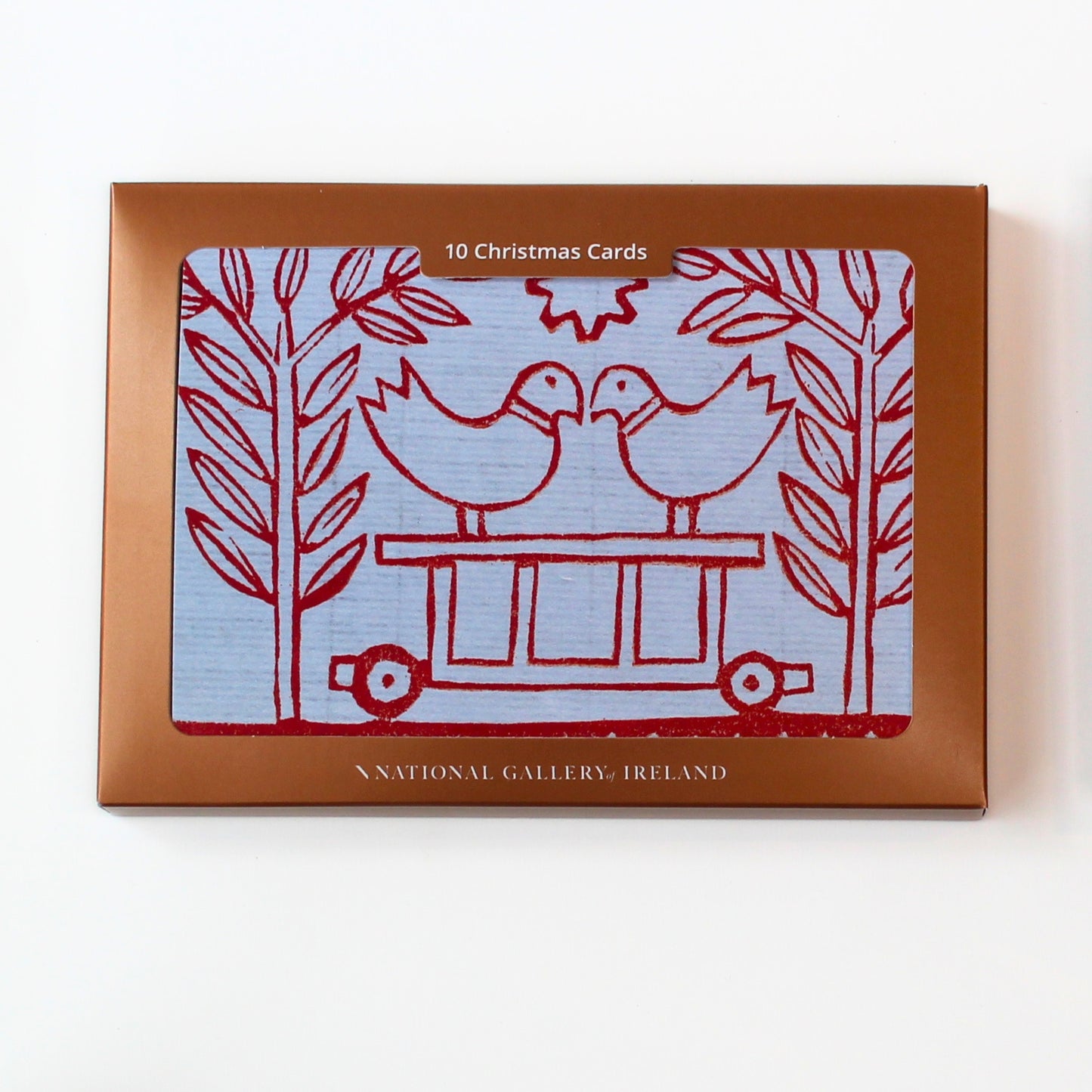 National Gallery of Ireland's Christmas card pack featuring George Wallace's Yellow with Red Birds. Front of packaging shown.