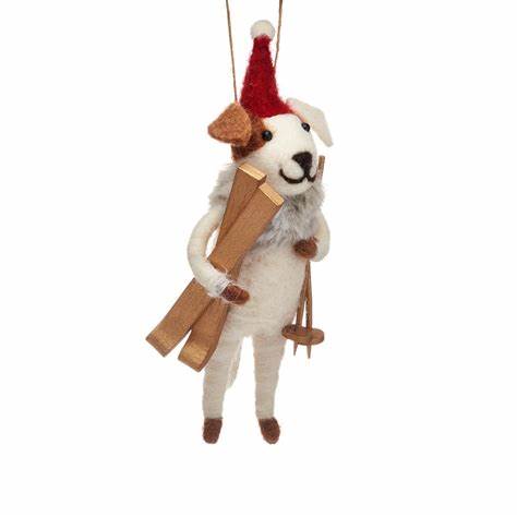 Dog with Skis Hanging Decoration