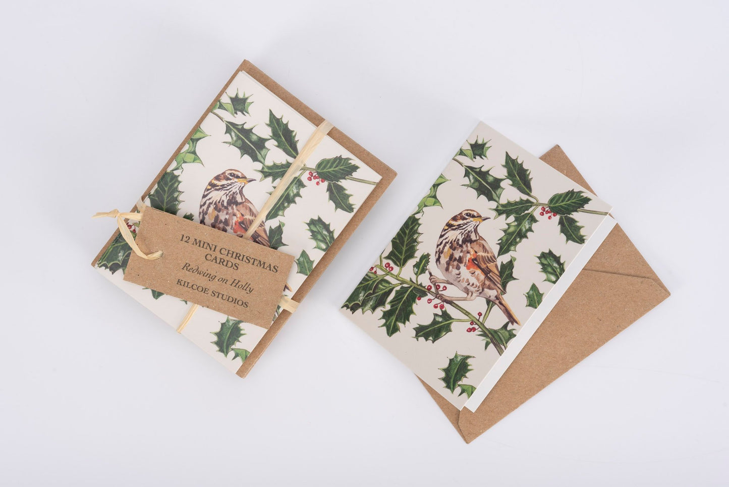 Redwing on Holly Mini Christmas Cards