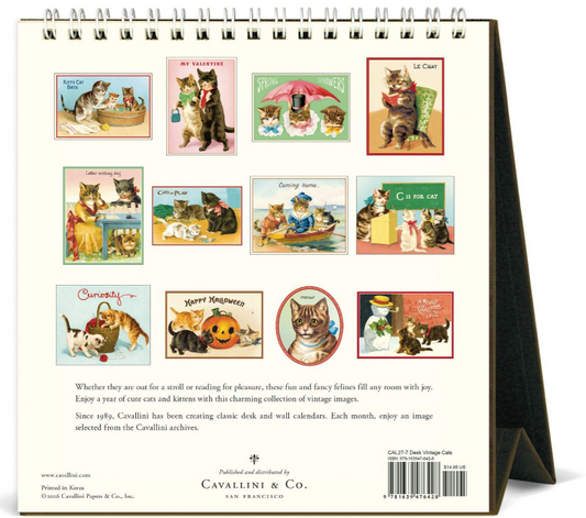 Vintage Cats Desk Calendar 2027