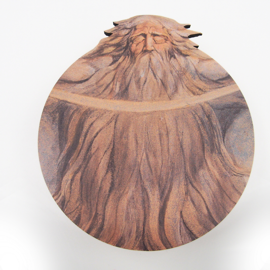 Front View of cork-backed coaster depicting 'The House of Death' by William Blake