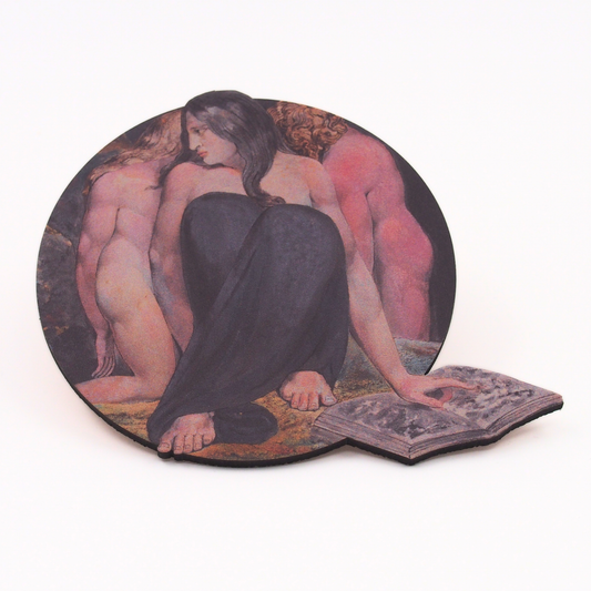 Side View of cork-backed coaster depicting 'The Night of Enitharmon's Joy (Formerly Hecate)' by William Blake