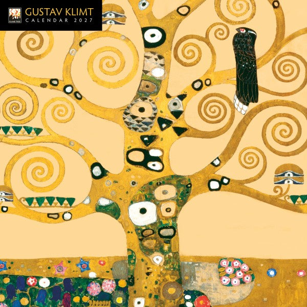 Gustav Klimt art piece with intricate patterns and colors on a beige background