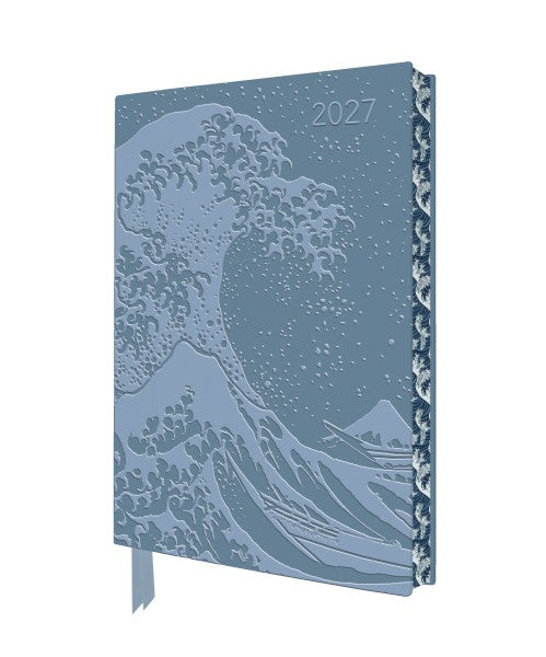 Blue notebook with wave design and '2027' on a white background