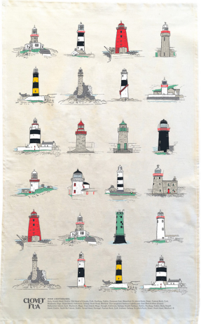 Irish Lighthouses Tea Towel by Clover Rua