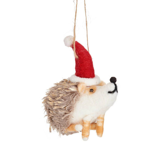 Hedgehog in Santa Hat Decoration