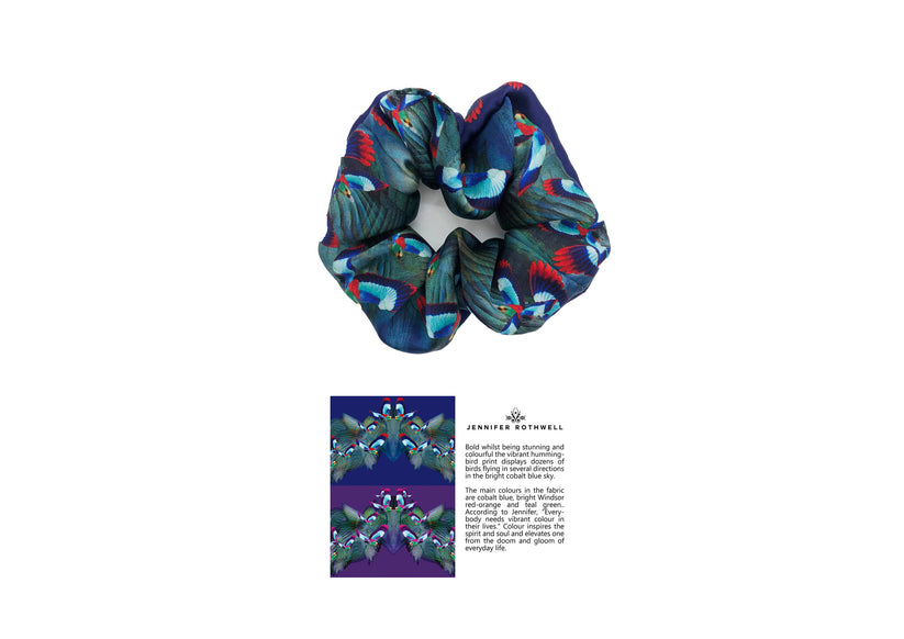 Blue Hummingbird Scrunchie