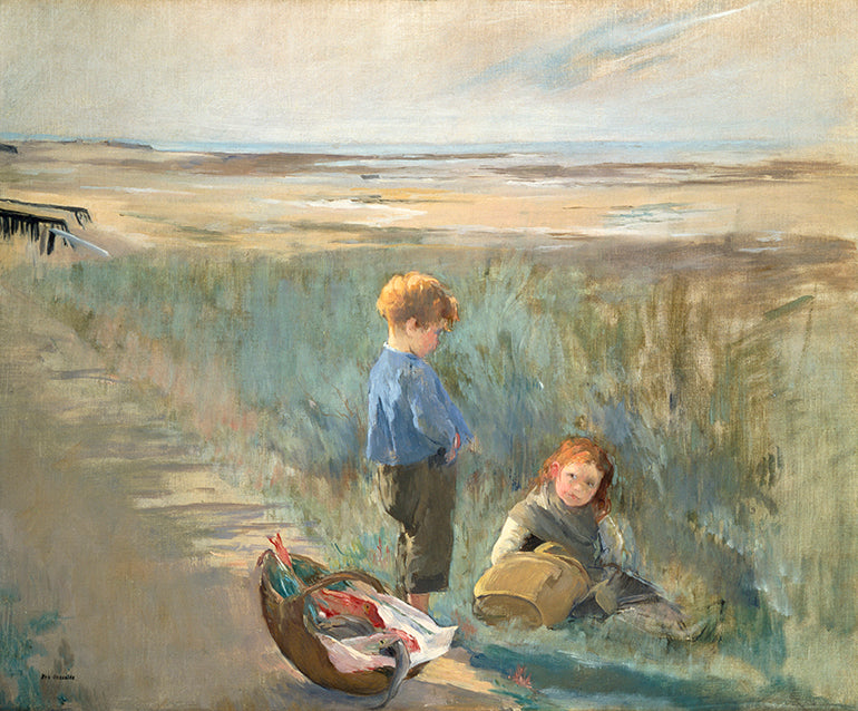 Children on the Sand Dunes, Grandcamp Art Print